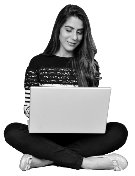 Woman sitting with her laptop